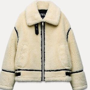 Brand New Cream Puffer Jacket with Cropped Design and Wide Collar